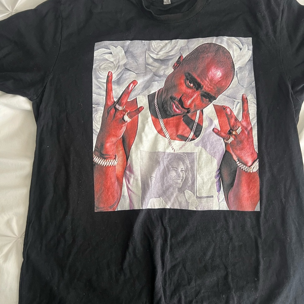 2PAC and Selena Black Graphic T-Shirt